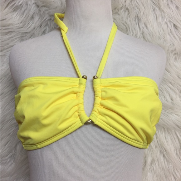 yellow bandeau swim top